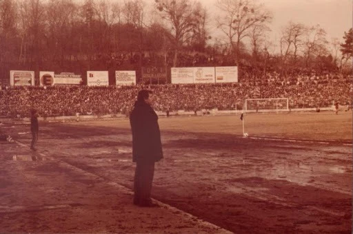 Wojciech Łazarek w czasie meczu Lechia - Lech 14 kwietnia 1985 r. Fot. Lechia Historia