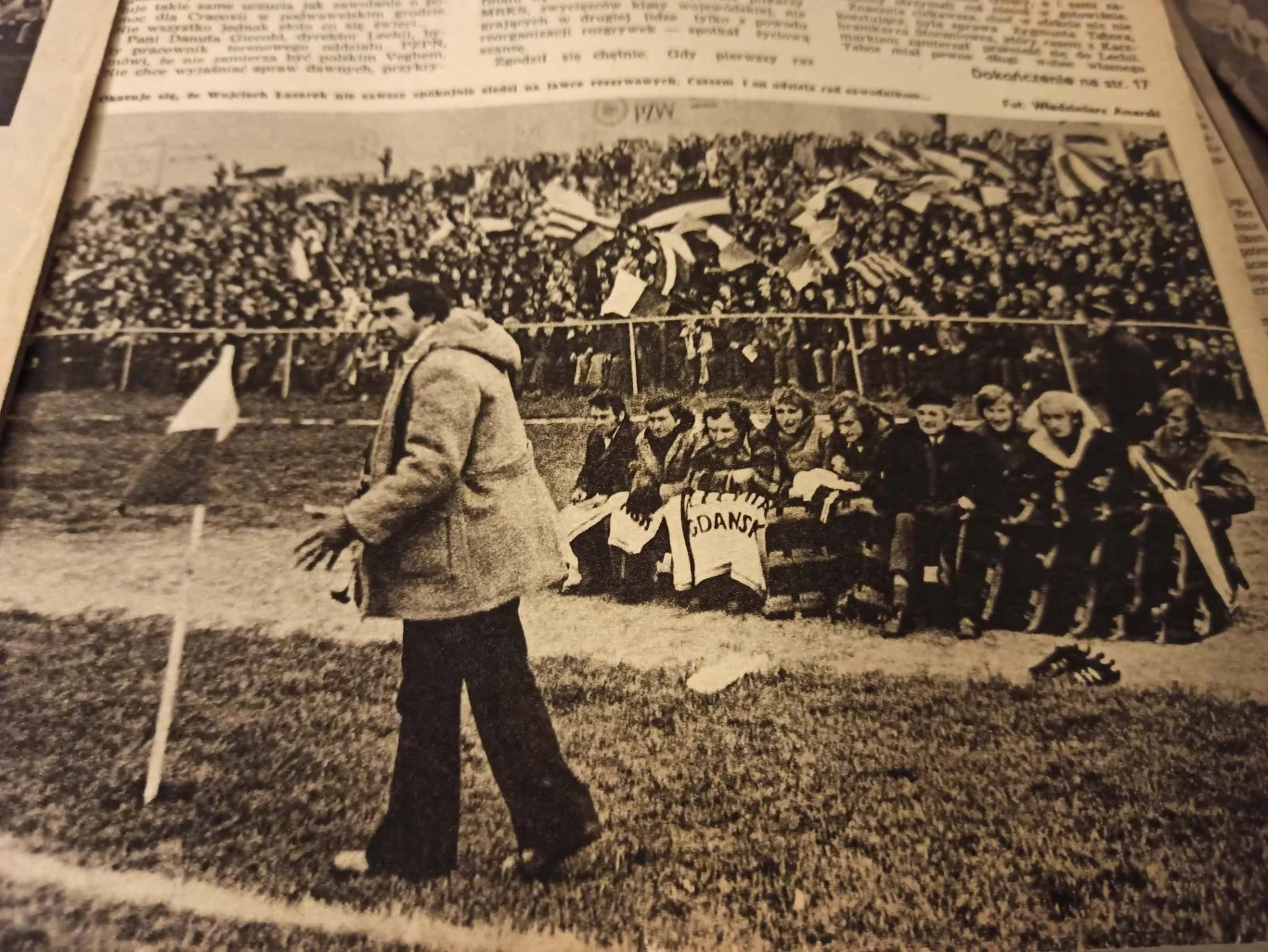 Wojciech Łazarek podczas meczu w Gdańsku, lata 70. XX wieku. Fot. Lechia Historia