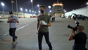 Romain Grosjean na torze w Sakhir 3 grudnia