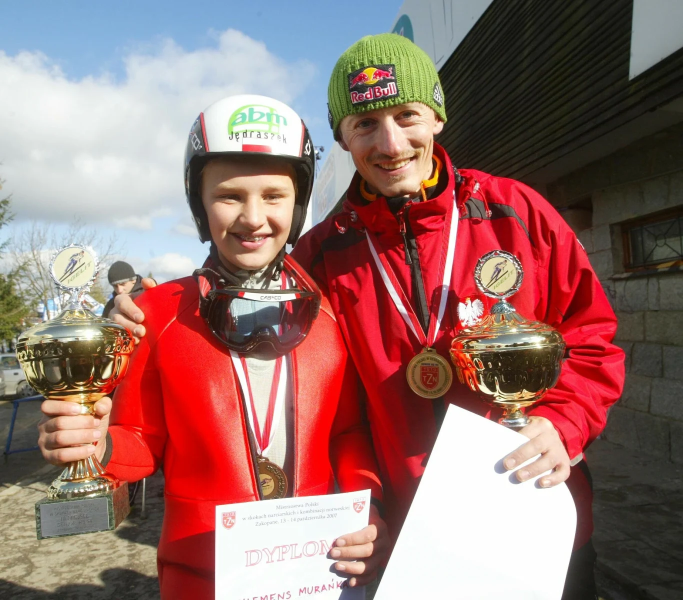 Młody Klemens z Adamem Małyszem (2007 r.)