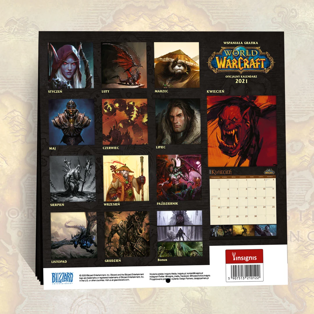Kalendarz ścienny World of Warcraft na 2021 rok Kalendarz ścienny World of Warcraft na 2021 rok