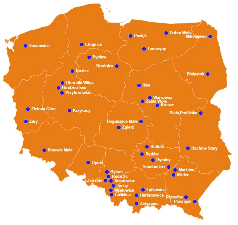 To mapa miejsc, którym możesz pomóc w ramach naszej akcji