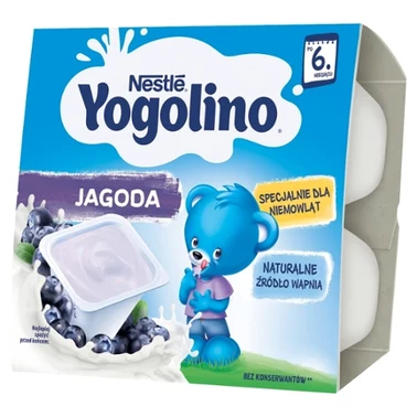 Nestlé Yogolino Deserek mleczno-owocowy jagoda dla niemowląt po 6. miesiącu 400 g (4 x 100 g) - 0