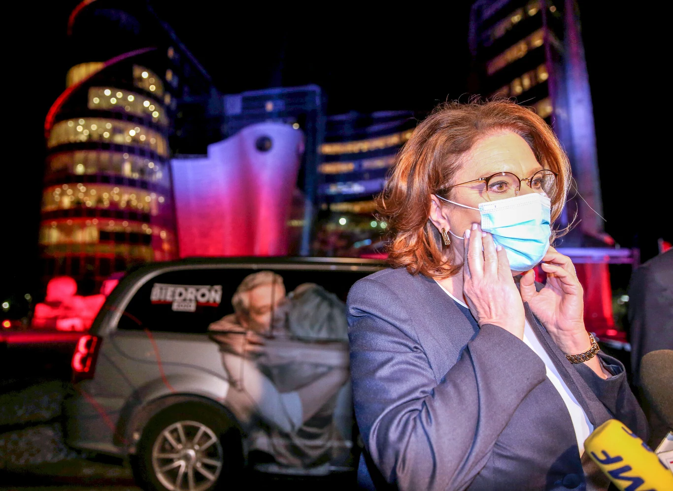 Warszawa, 06.05.2020. Kandydatka na prezydenta RP Małgorzata Kidawa-Błońska po debacie wyborczej przed I turą