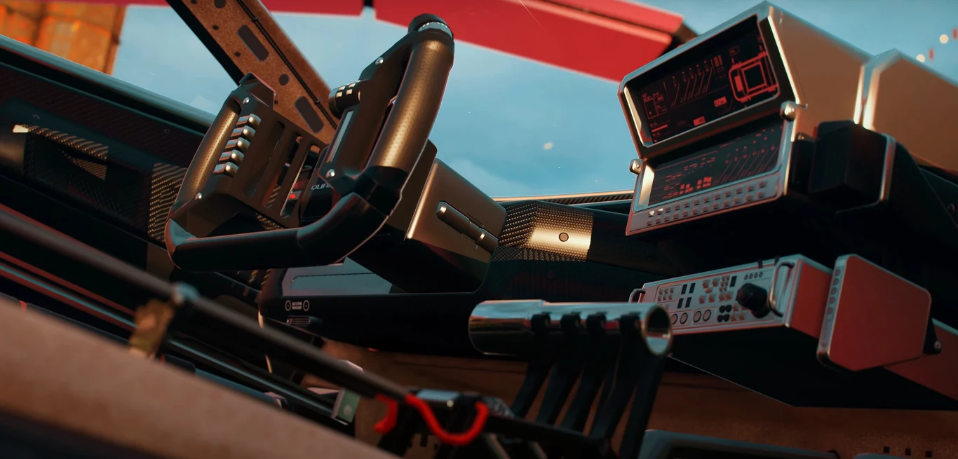 Tak, model ma bogate tło fabularne, więc znamy jego statystyki. Silnik B8 z dwiema turbosprężarkami generuje właśnie 607 koni, a całość ważny 2756 funtów, czyli jakieś 1250 kilogramów. Co dość interesujące, w samym Cyberpunk 2077 jako wagę podano 1450… jakichś jednostek z przyszłości.