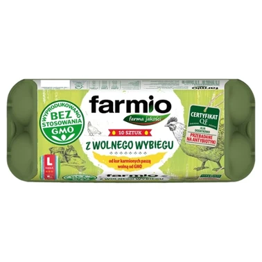 Farmio Jaja z wolnego wybiegu od kur karmionych paszą wolną od GMO L 10 sztuk - 0