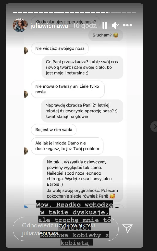 Konwersacja Julii Wieniawy z internautką Konwersacja Julii Wieniawy z internautką