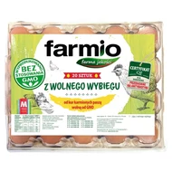Farmio Jaja z wolnego wybiegu od kur karmionych paszą wolną od GMO M 20 sztuk