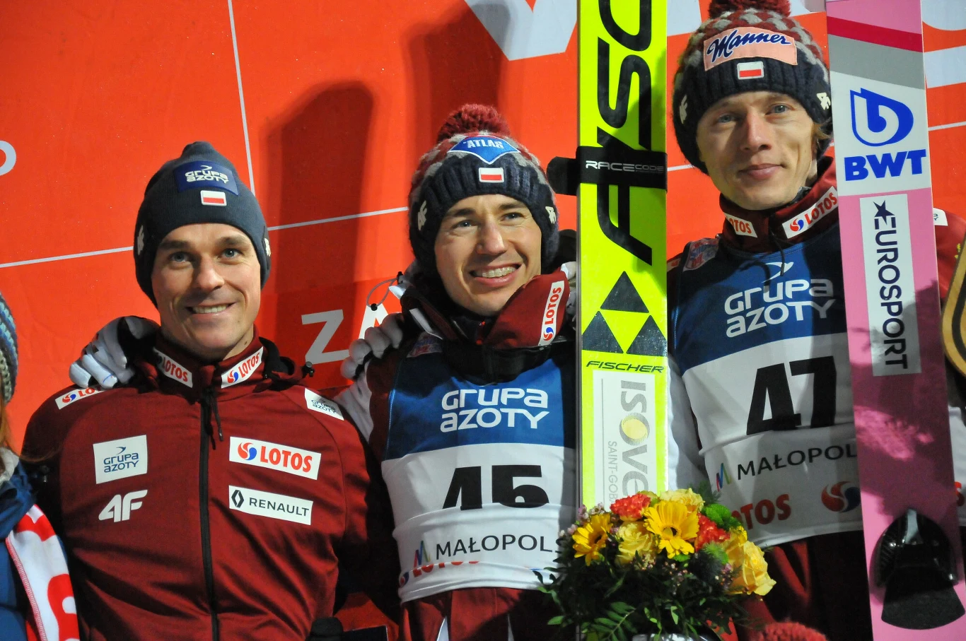 Piotr Żyła, Kamil Stoch i Dawid Kubacki