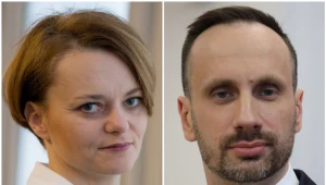 Jadwiga Emilewicz (L, fot. Marek Wiśniewski) i Janusz Kowalski (Solidarna Polska, fot. Andrzej Hulimka)
