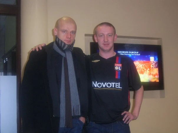 Wojciech Kowalewski z autorem przed meczem Polska - Belgia w 2007 r.