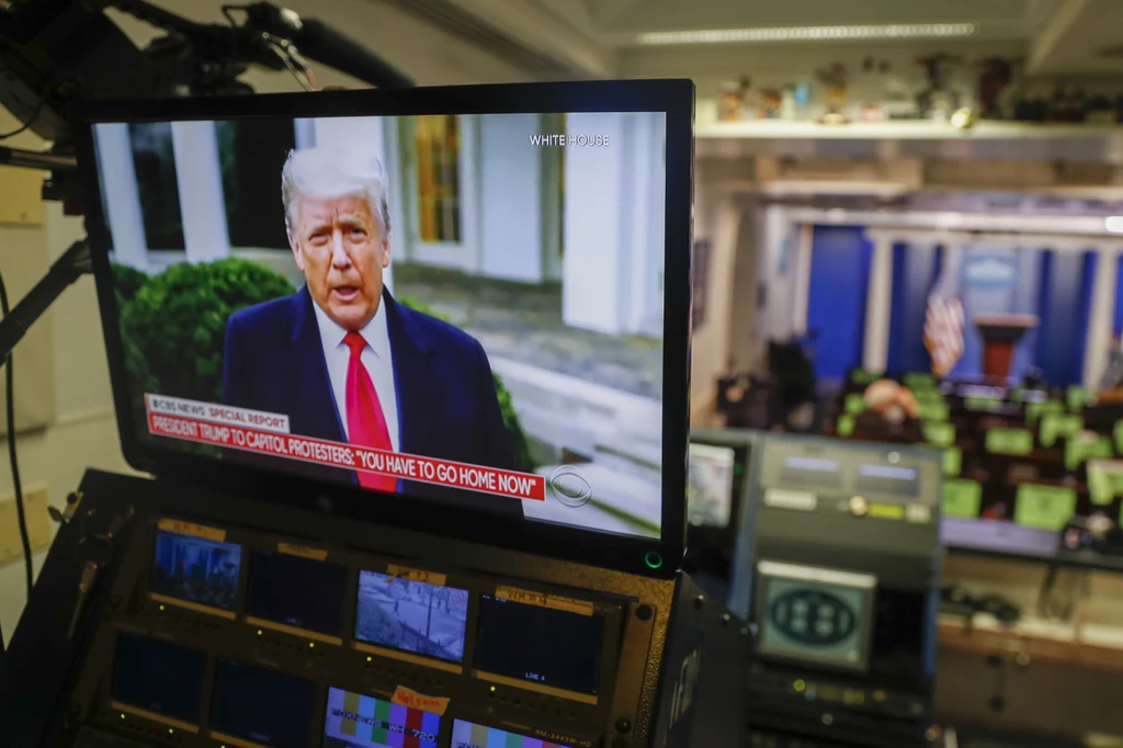 Prezydent USA Donald Trump w trakcie przemówienia Prezydent USA Donald Trump w trakcie przemówienia