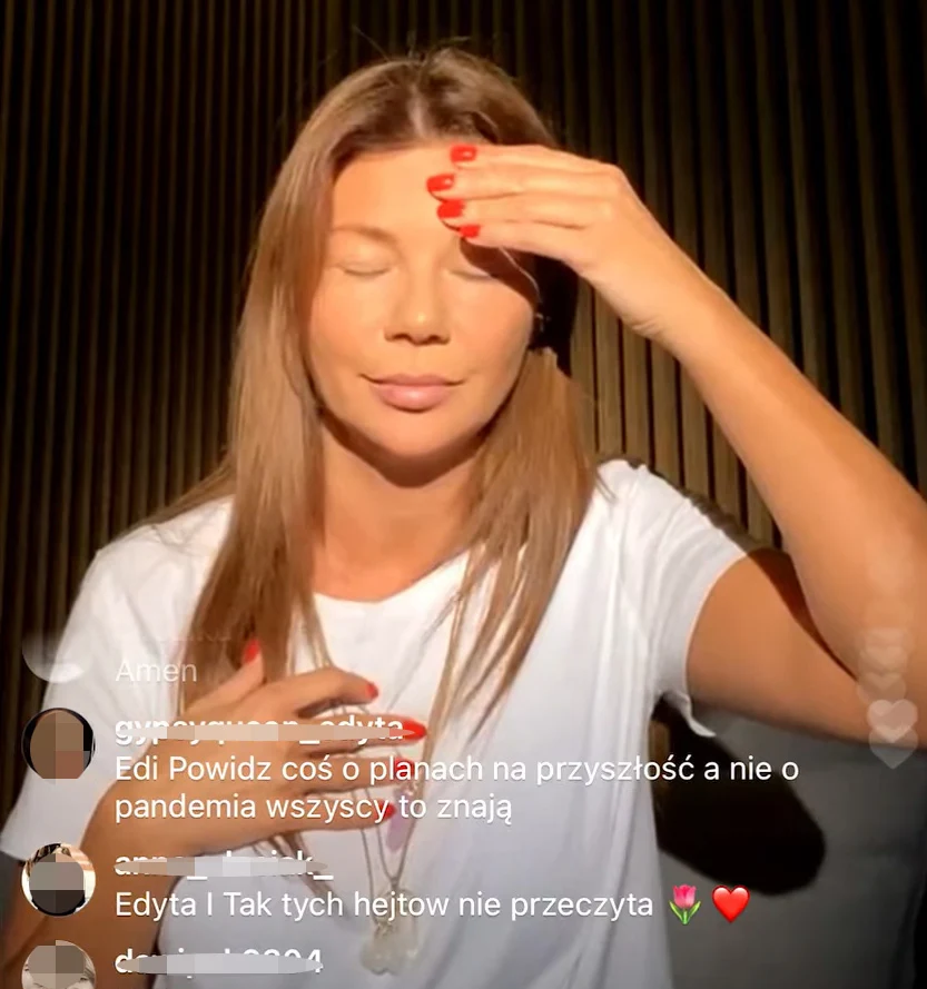 Edyta Górniak podczas pamiętnego live'a o koronawirusie 