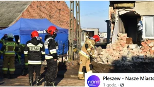 Samochód ciężarowy wjechał w dom; źródło: Pleszew - Nasze Miasto 