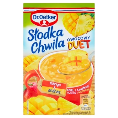 Dr. Oetker Słodka Chwila Owocowy Duet Kisiel z kawałkami owoców i witaminą C mango & ananas 32 g - 0