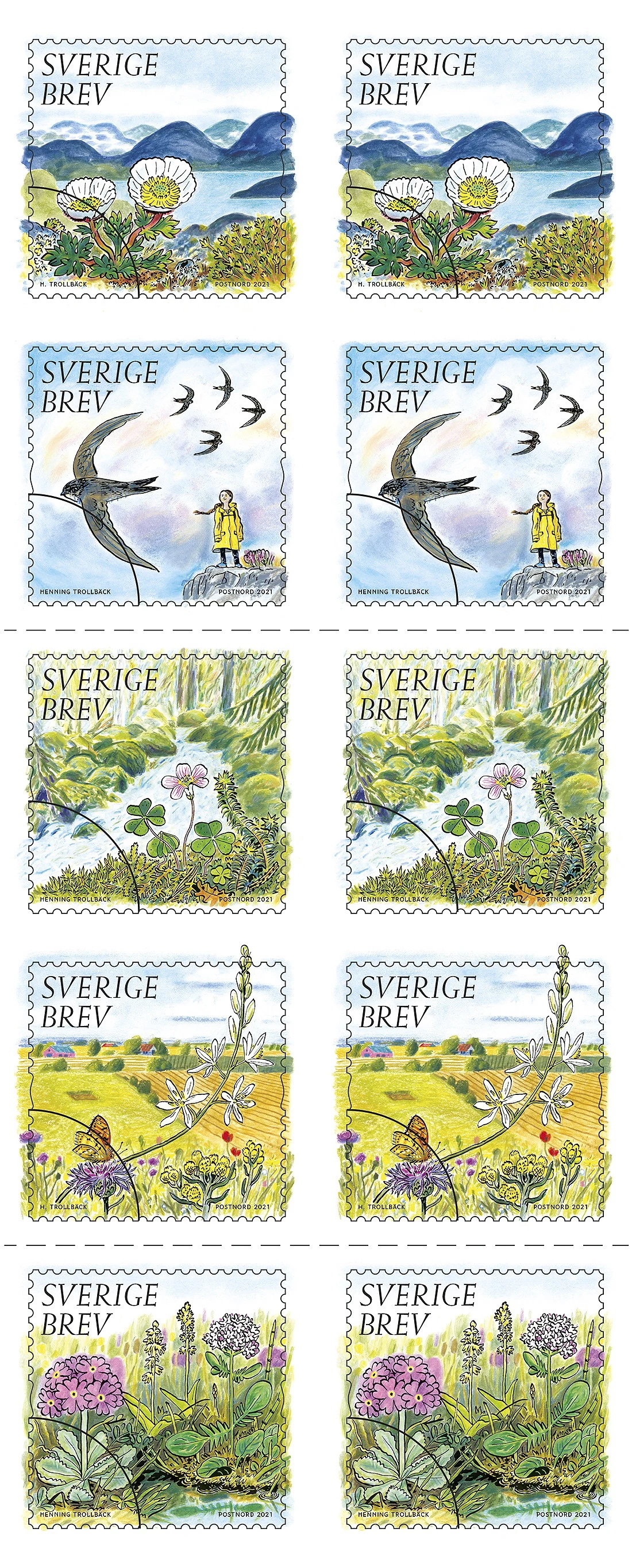 Greta Thunberg na szwedzkim znaczku pocztowym Greta Thunberg na szwedzkim znaczku pocztowym