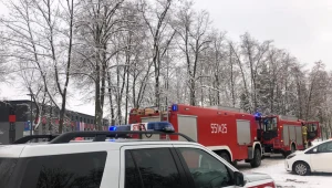 Służby ratownicze przed zakładzie, w którym doszło do wybuchu  