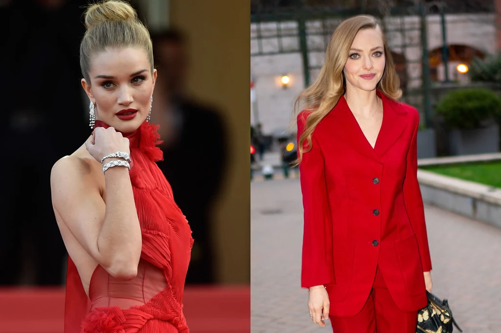 Zarówno Rosie Huntington-Whiteley, jak i Amanda Seyfried znakomicie wyglądają w czerwieni