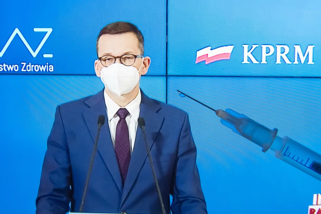 Premier Mateusz Morawiecki podczas konferencji prasowej Premier Mateusz Morawiecki podczas konferencji prasowej