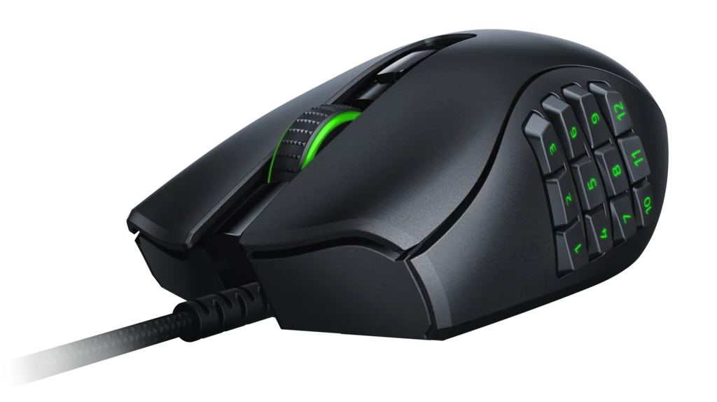 Mysz Razer Naga X jest wyposażona w zaawansowany czujnik optyczny Razer 5G, kabel Razer Speedflex, zapewniający niezakłócone niczym ruchy myszki.