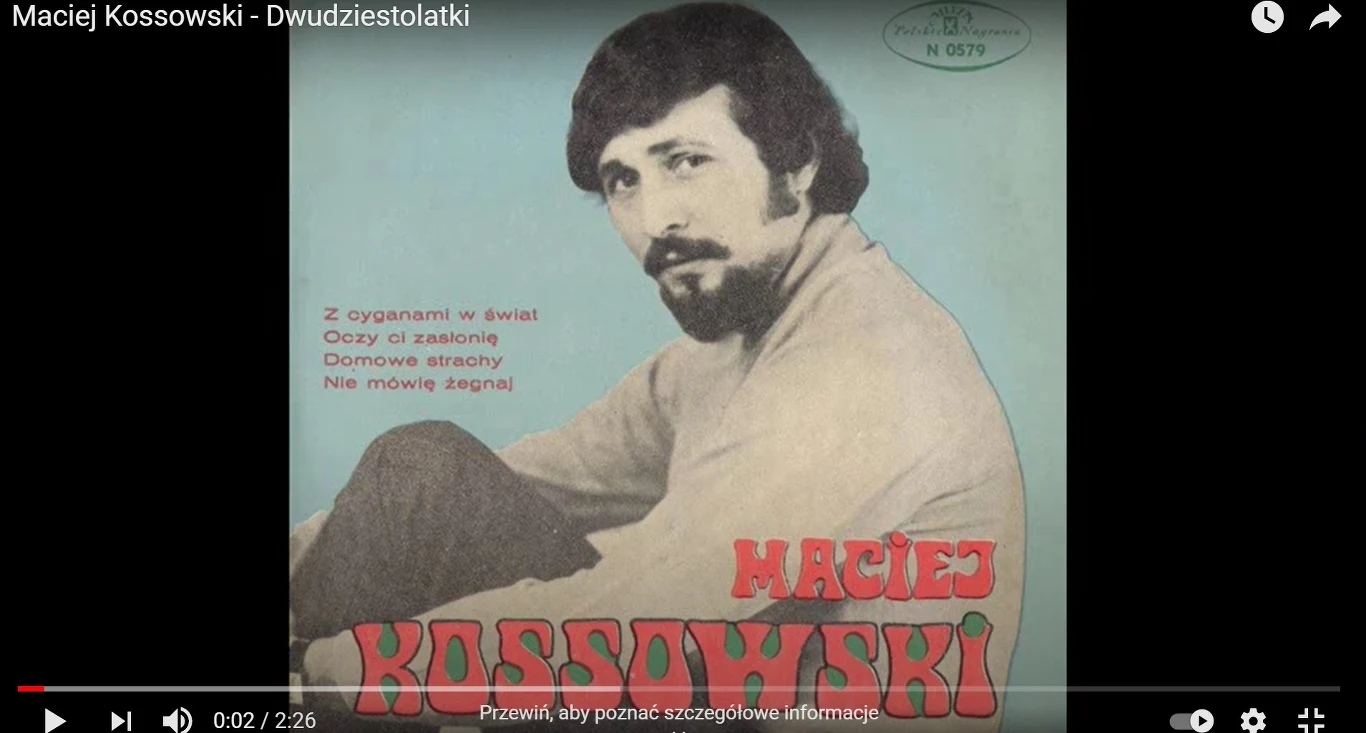 Okładka płyty Macieja Kossowskiego (Screen: youtube.com) Okładka płyty Macieja Kossowskiego (Screen: youtube.com)