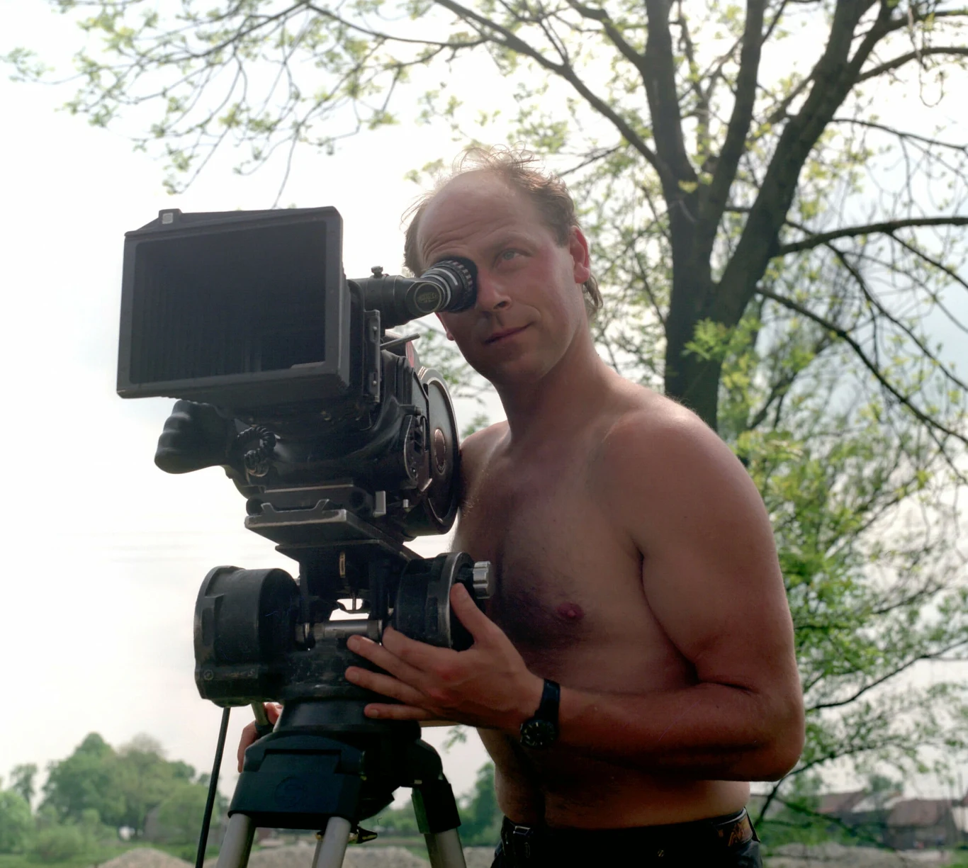 Jan Jakub Kolski na planie filmu "Pograbek"