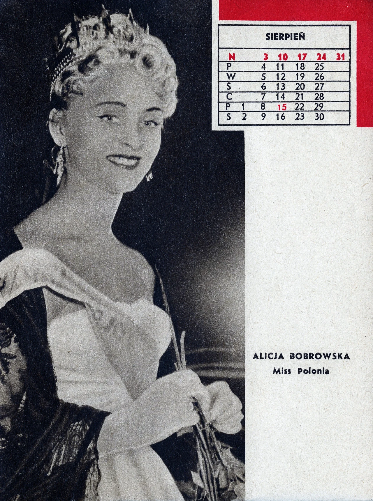 Alicja Bobrowska - pierwsza, powojenna miss Polonia w kalendarzu tygodnika Panorama Alicja Bobrowska - pierwsza, powojenna miss Polonia w kalendarzu tygodnika Panorama