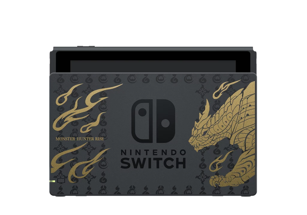 Nintendo Switch Monster Hunter Rise Edition zawiera stację dokującą z wizerunkiem straszliwego Magnamalo, tytułowego potwora gry, a także inne motywy z tematyką Monster Hunter Rise, zdobiące również konsolę i oba kontrolery Joy-Con. Nintendo Switch Monster Hunter Rise Edition zawiera stację dokującą z wizerunkiem straszliwego Magnamalo, tytułowego potwora gry, a także inne motywy z tematyką Monster Hunter Rise, zdobiące również konsolę i oba kontrolery Joy-Con.