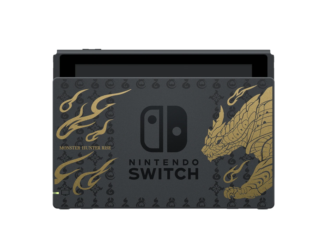 Nintendo Switch Monster Hunter Rise Edition zawiera stację dokującą z wizerunkiem straszliwego Magnamalo, tytułowego potwora gry, a także inne motywy z tematyką Monster Hunter Rise, zdobiące również konsolę i oba kontrolery Joy-Con. 