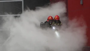 Akcja gaśnicza pożaru w archiwum urzędu miasta w Krakowie