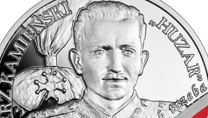 Moneta kolekcjonerska NBP: Wyklęci przez komunistów żołnierze niezłomni - Kazimierz Kamieński "Huzar", 10 zł, detal rewersu