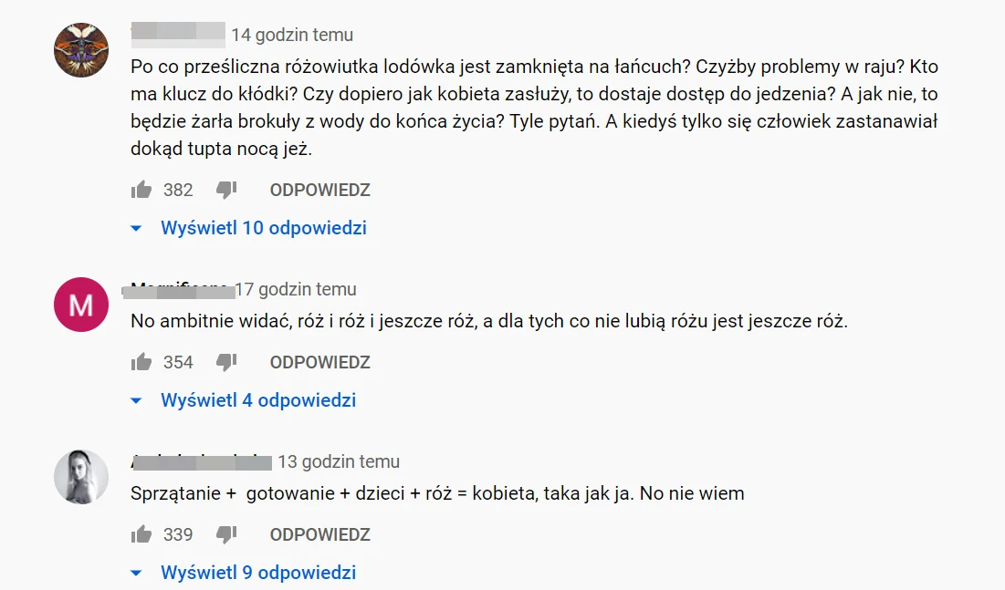 Komentarze pod spotem TVP Kobieta 