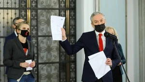 Europoseł Robert Biedroń (P) i posłanka KP Lewicy Joanna Scheuring-Wielgus (L)