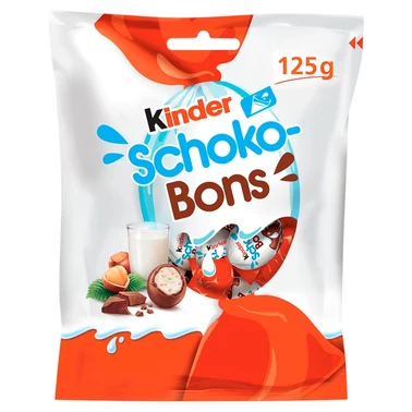 Kinder Schoko-Bons Czekoladki z mlecznej czekolady z nadzieniem mlecznym i orzechami 125 g - 0