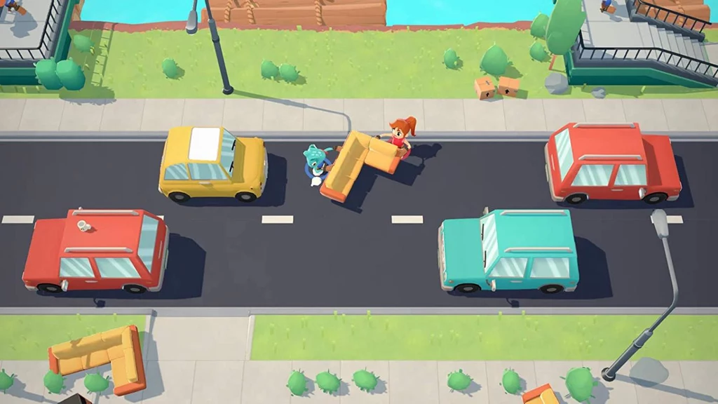 Moving Out: Szalone przeprowadzki Przezabawna gra, która - podobnie jak Overcooked 2 - wymaga od graczy ścisłej współpracy. Jednak tym razem skupiamy się nie na gotowaniu, a na dokonywaniu tytułowych przeprowadzek. Pierwsze plansze to bułka z masłem, ale z czasem poziom trudności - a tym samym emocji udzielających się graczom - stale rośnie. Jednak twórcy pomyśleli o ułatwieniach, które pozwalają bawić się świetnie przy Moving Out także najmłodszym graczom. Moving Out: Szalone przeprowadzki Przezabawna gra, która - podobnie jak Overcooked 2 - wymaga od graczy ścisłej współpracy. Jednak tym razem skupiamy się nie na gotowaniu, a na dokonywaniu tytułowych przeprowadzek. Pierwsze plansze to bułka z masłem, ale z czasem poziom trudności - a tym samym emocji udzielających się graczom - stale rośnie. Jednak twórcy pomyśleli o ułatwieniach, które pozwalają bawić się świetnie przy Moving Out także najmłodszym graczom.