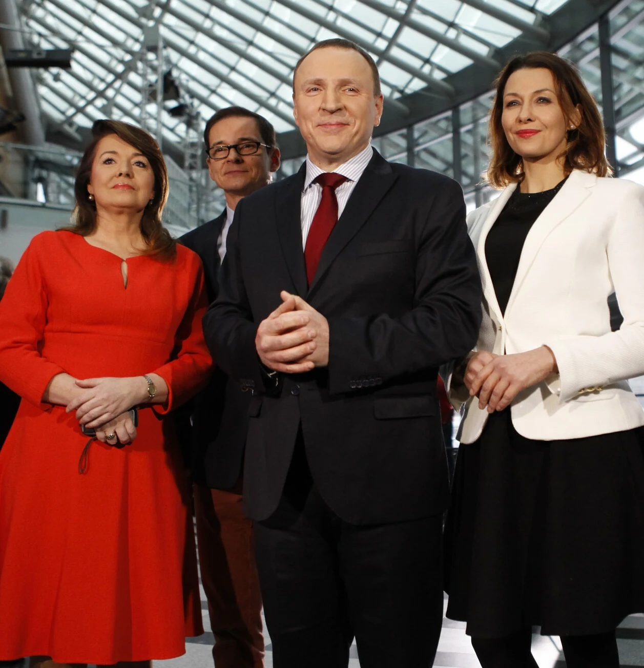 Jacek Kurski z Danutą Holecką, Przemysławem Babiarzem oraz Anną Popek Jacek Kurski z Danutą Holecką, Przemysławem Babiarzem oraz Anną Popek