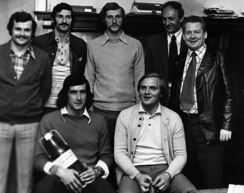 Od lewej: Wiesław Gawłowski, Mirosław Rybaczewski, Włodzimierz Stefański, Edward Skorek, Janusz Nowożeniuk, Tomasz Wojtowicz,, Hubert Jerzy Wagner