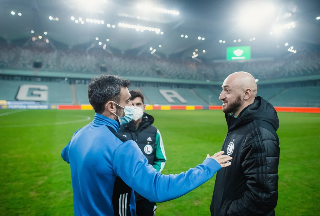Gerard Badia i Walerian Gwilia przed meczem Legia Warszawa - Piast Gliwice w ćwierćfinale Fortuna Pucharu Polski