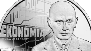 Moneta kolekcjonerska NBP: Wielcy polscy ekonomiści - Adam Heydel, 10 zł, detal rewersu