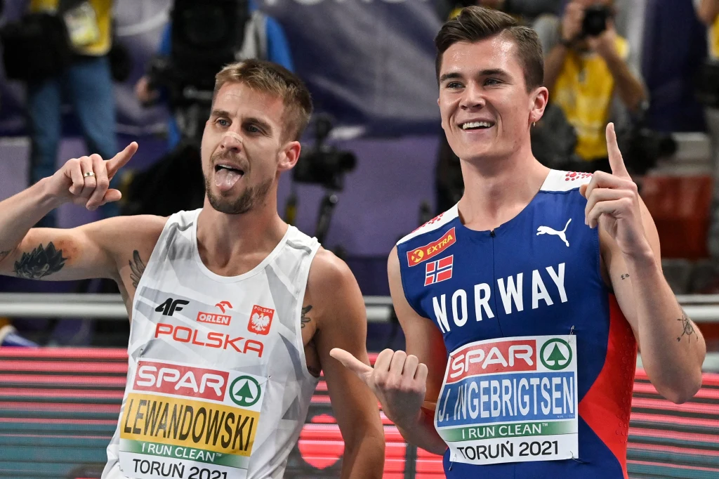 Jakob Ingebrigtsen i Marcin Lewandowski Jakob Ingebrigtsen i Marcin Lewandowski