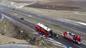 Miejsce wypadku ukraińskiego autokaru