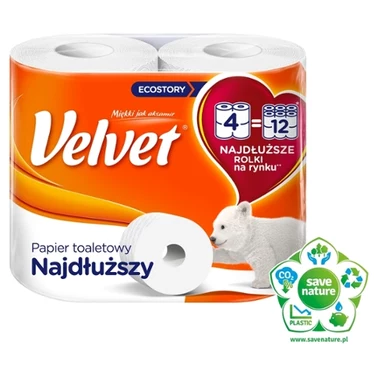 Velvet Najdłuższy Papier toaletowy 4 rolki - 5