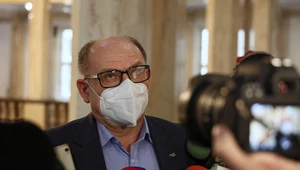 Szef górniczej Solidarności Bogusław Hutek w Gmachu Sejmu Śląskiego w Katowicach