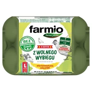 Farmio Jaja z wolnego wybiegu od kur karmionych paszą wolną od GMO L 6 sztuk