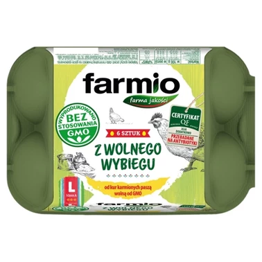 Farmio Jaja z wolnego wybiegu od kur karmionych paszą wolną od GMO L 6 sztuk - 0