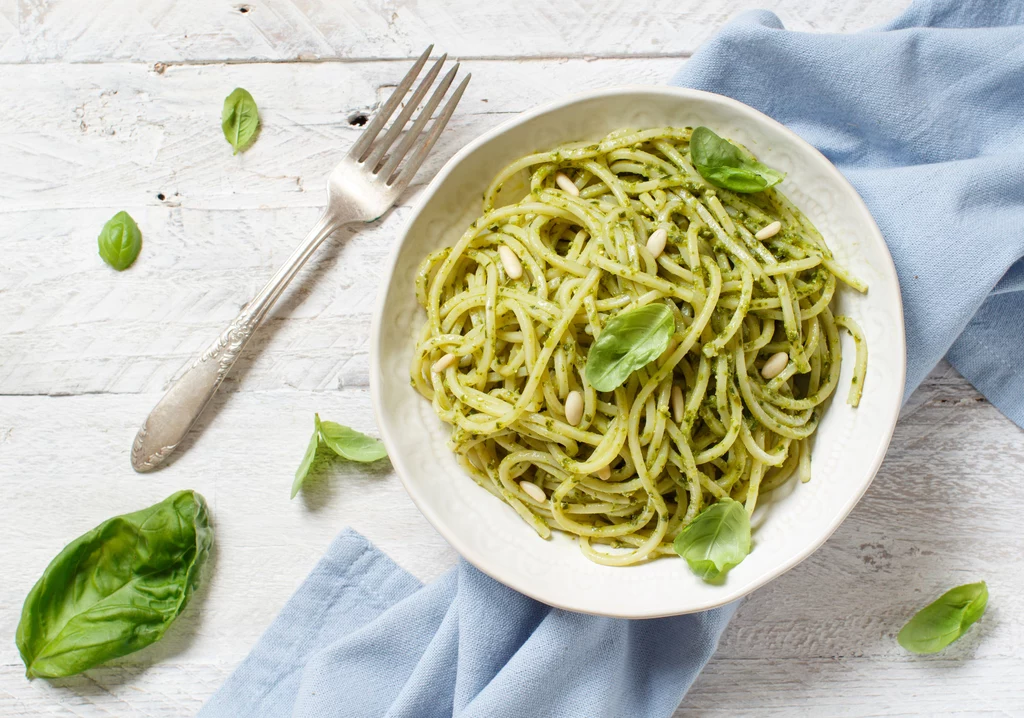Zelone spaghetti  to świetny pomysł na szybki obiad