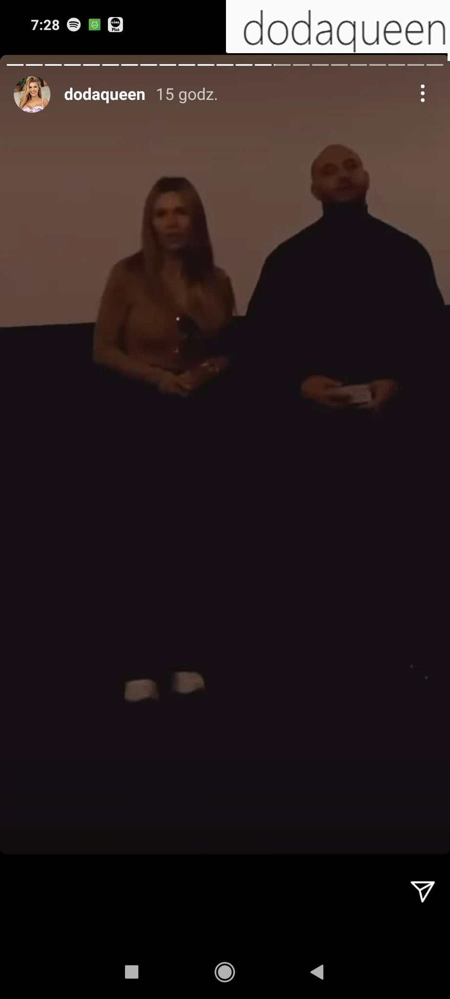 Screenshot z Instastories @dodaqueen