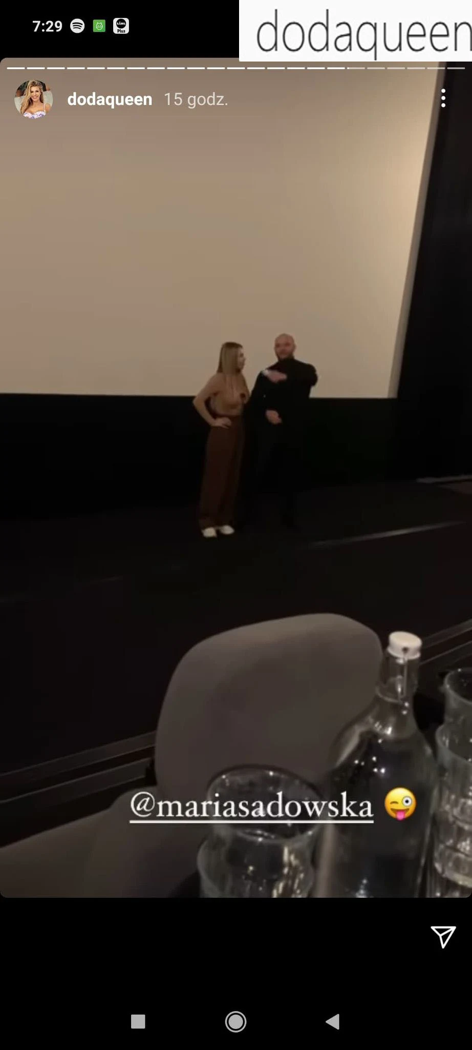 Screenshot z Instastories @dodaqueen