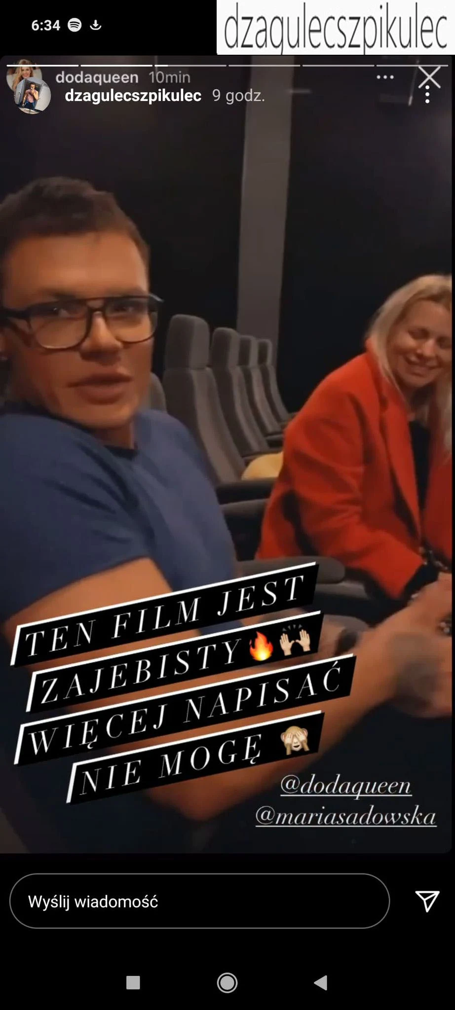 Screenshot z Insagrama @dzagulecszpikulec