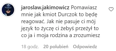 Komentarz Jarosława Jakimowicza na Instagramie 